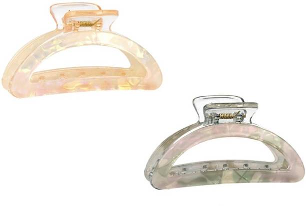 Sparkling Dazzle 2Pcs Large Mermaid Acrylic Marble Colorful Hollow D Shape Clip for Woman Hair Clip