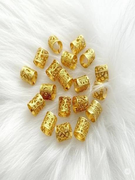 Nirmalveda Golden Aluminum Adjustable Hair Beads– 24 for Braids, Locks, and Hair Extension Hair Accessory Set
