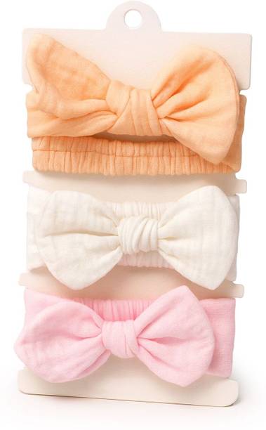 SYGA 3 Pcs Printed Bow Soft Stretchable Headband for Newborn Infant Toddler Baby Head Band