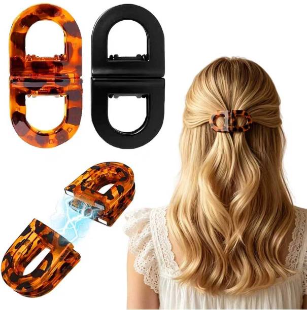 Newvent 2 PCS Magnetic D-Shaped Hair Clips Small Clutchers for Hair Hair Clip