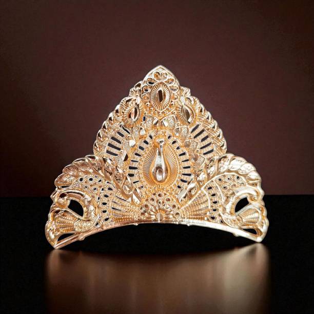BengCraft Fancy Bridal Tiara Crown Wedding Taj Mukut for Bride, Girls, Women God, Goddess Hair Accessory Set