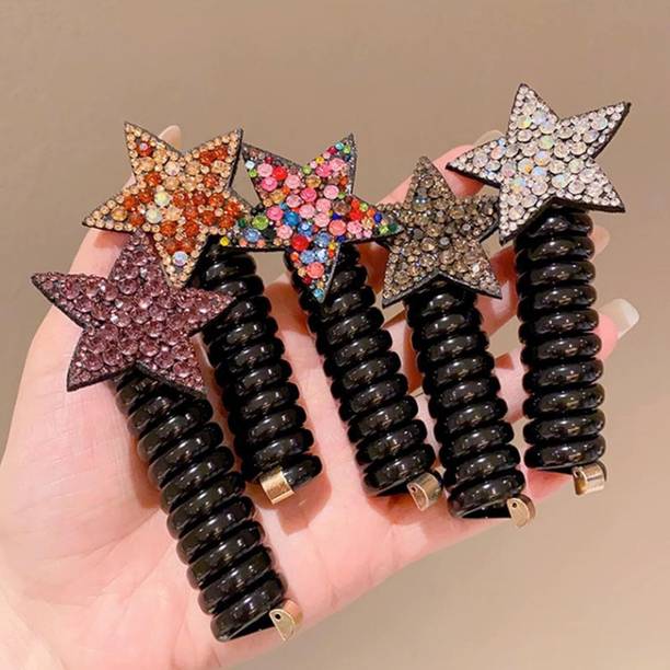 wed 2 Pcs Black Telephone Wire Hair Bands for Kids Hair Clip