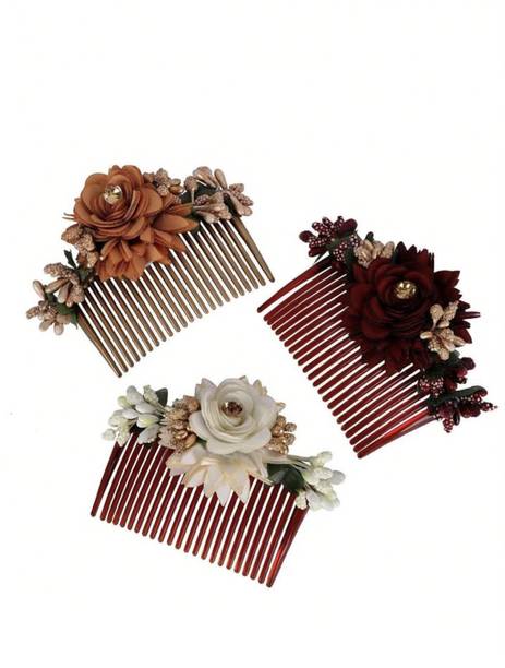 Myra Collection flower comb pack of 3 pcs Hair Clip