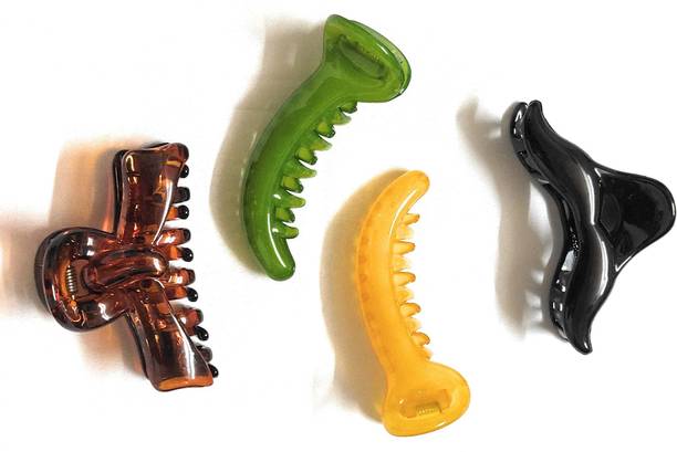 NewJainTraders Combo of 2 Mirchi Hair Clips & 2 Hair Claws for Girls & Women Banana Clip
