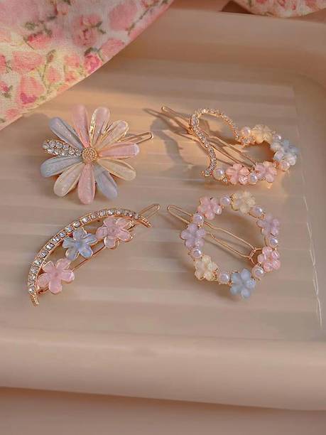 Styledose Crystal Flower Hair Pins Rhinestone Decorative Bobby Hair Accessories Clip Hair Clip