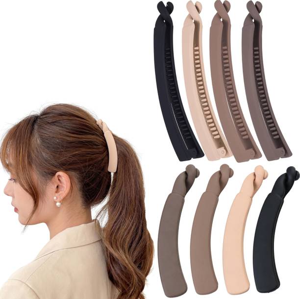 Anna Stella 8 Pcs Matte Banana Hair Clips for Women, Non-Slip Ponytail Holder Banana Clip