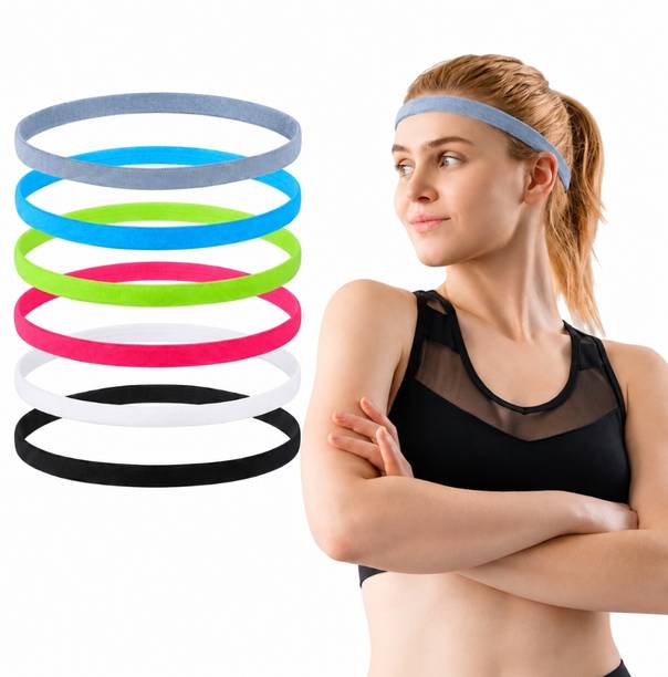Velveri 6 Pcs Sport Headbands for Men & Women, Slim Stretch Non-Slip Hairband Head Band