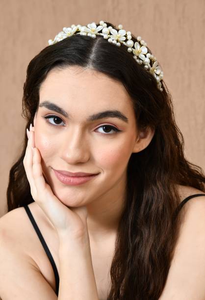 feya Charming Floral Pearl Hair Crown Hair Accessory Set