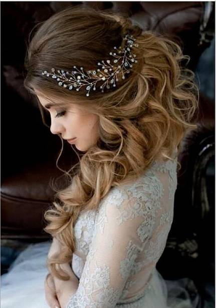 Kaima Latest Tiara Artificial Crystal Bridal Wedding Hair clip juda pin Hair Accessory Bun Clip