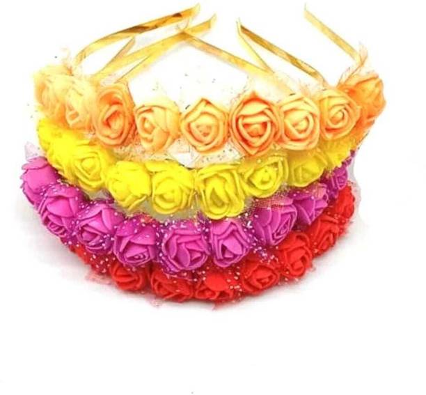 arushifashion Flower Crown Headband Rose Headdress for Girls Ladies Women pack of 4 Hair Band