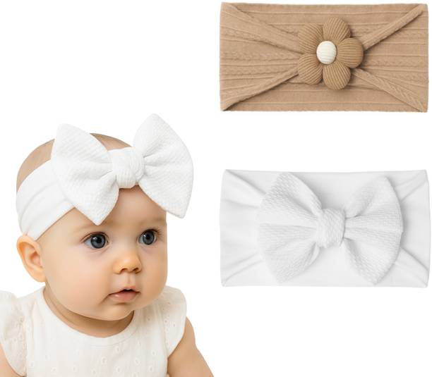 RAINBOW RETAIL Adorable Baby Headbands Set – Soft Bows and Flower Turbans for Newborns Head Band