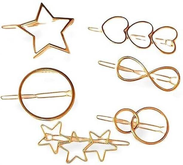 Vivalace in Shapes Pack of 6 Rectangle Star Heart Triangle for Girls & Women Hair Clip Hair Pin