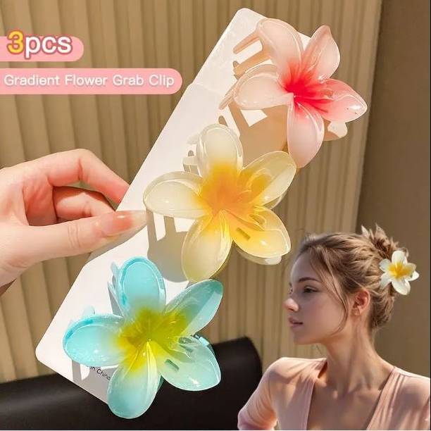 KATY Super Glossy Flower 3 hair clips claw/Floral hair accessories/hair Claw Clutcher Hair Clip