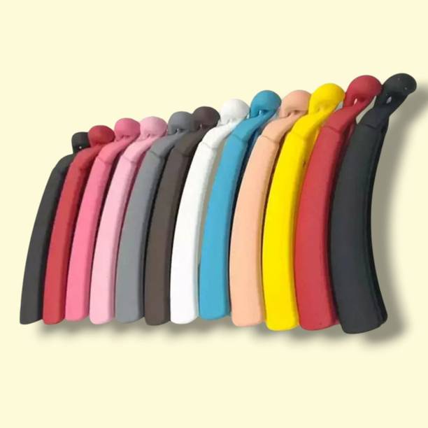 Aayra Pack of 12 Pcs Banana Hair Clip Acrylic matte Finish Hair Clutchers Stylish Hair Banana Clip