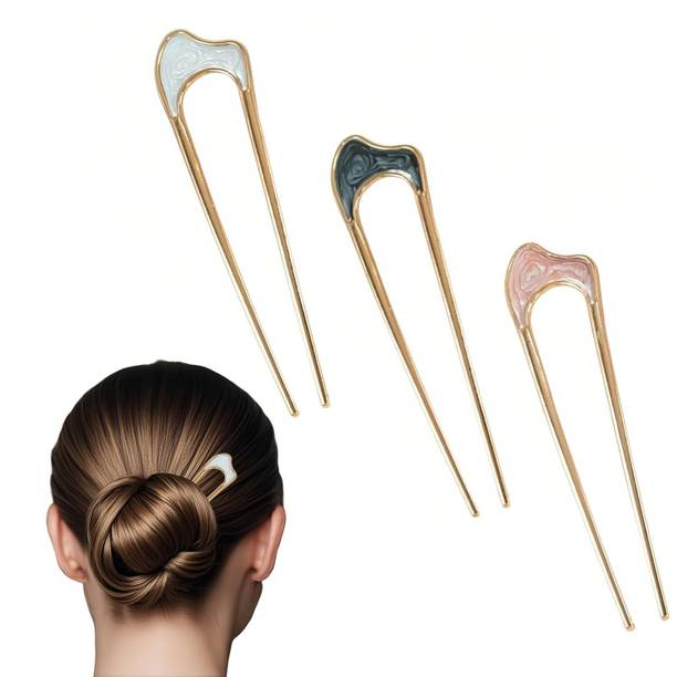 Blubby 3pcs Hair Stick for Bun Hairpin U Shaped Juda Sticks for Women Girls Bun Stick