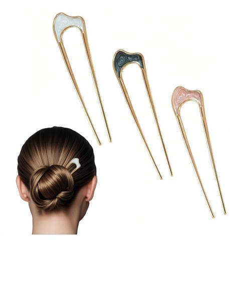 Blubby 3pcs Hair Stick for Bun Hairpin U Shaped Juda Sticks for Women Girls Bun Stick