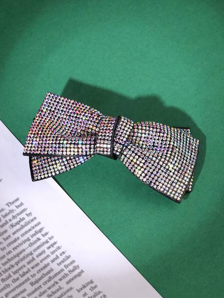 YELLOW CHIMES Women Bow Clips for Women Black Crystal French Barrette Hair Clips Hair Clip