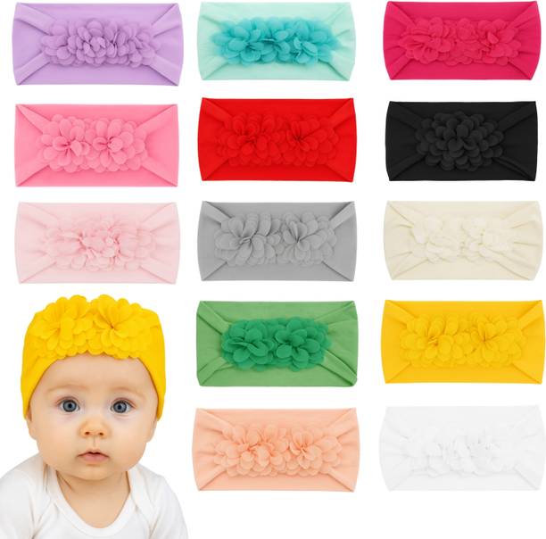 Anna Stella Adorable Baby Girl Headbands with Fabric Flower – 13 Pack Head Band