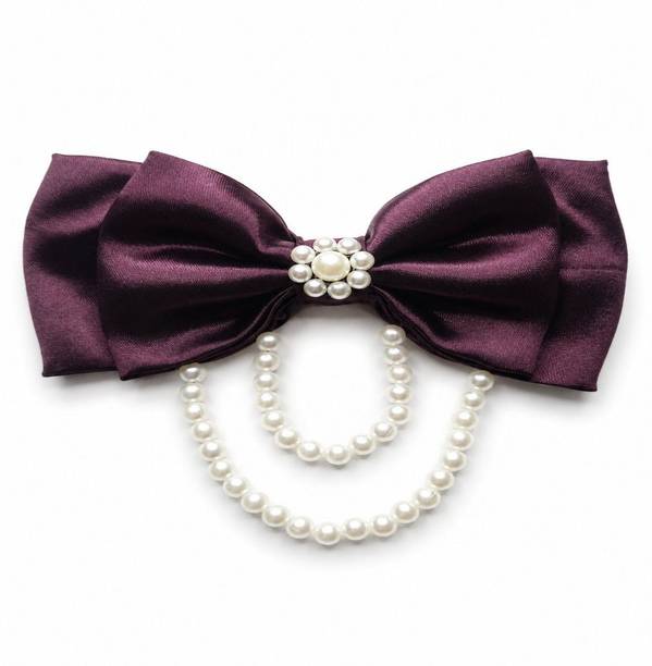 Ecomonic Premium Satin Pearl Hair Bow Clip Hair Clip