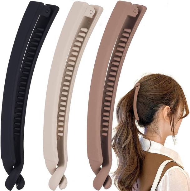 Diversa French Banana Clips for Women & Girls, Hair Clips for Thick Hairs, Pack of 3 Banana Clip