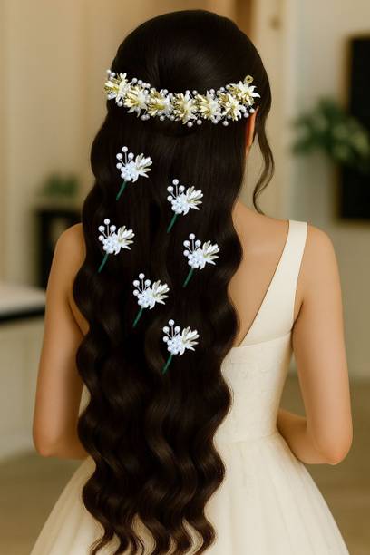 Lunox Tiara with 6 Matching Hair Pins Hair Accessory Set