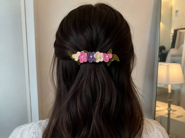 ZeenEHunar Handmade cotton thread Crochet Hair Clip Hair Clip