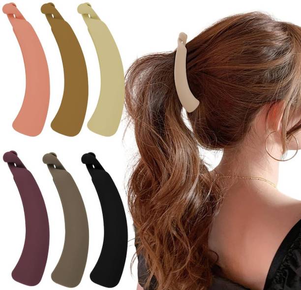 AANAYA HAIR ACCESSORIES 6 Pcs Hair Clip For Women Matte Banana Hair Clutcher Girls Hair Accessories Set Banana Clip