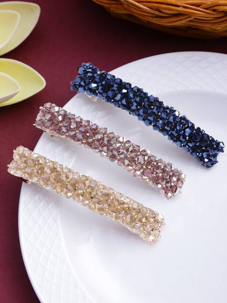Kairangi Hair Clips for Women 3 Pcs Crystal French Barrette Hair Hair Clip
