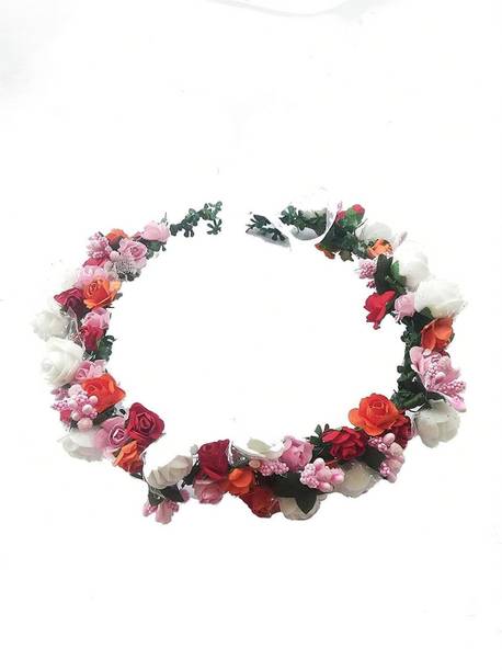 SHREE BALAJI Flower Pearl Gracious Tiara/Crown Head Band Hair Accessory Set
