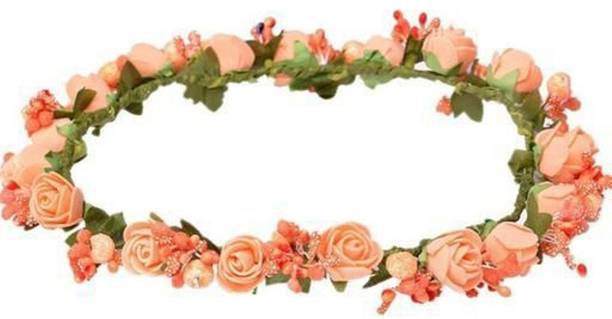 SHREE BALAJI Flower Pearl Gracious Tiara/Crown Head Band (White) Head Band