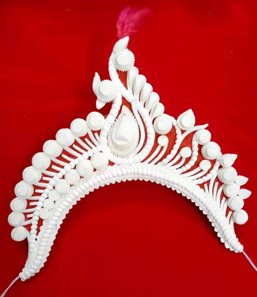 BengCraft Bengali Wedding Bridal Shola Crown Mukut Front Topor Sola Biyer Sithi Mutuk Hair Accessory Set