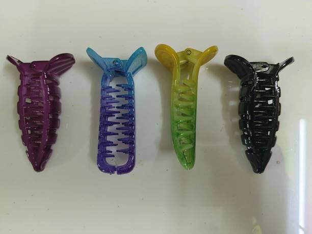 DELEENA Trendy Clips (1 BLACK || 3 MULTICOLOR ) Pack of 4 Banana Clip