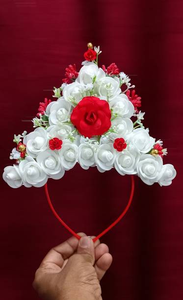 BengCraft Phool ka Mukut for baby Girl Boy Kids for Rice Ceremony Annaprasan Flower Mukut Hair Band