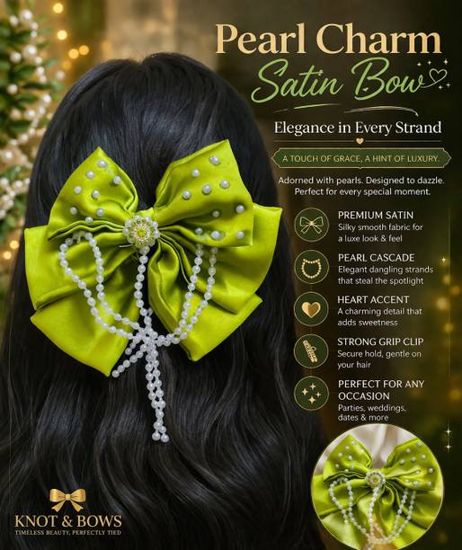 KnotandBows PEARL CHARM SATIN BOWSS Back Pin