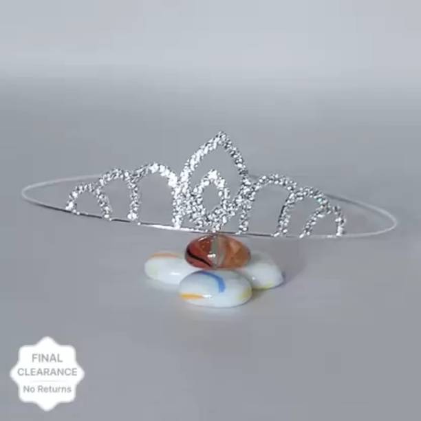 Rubela Global Silver Pageant Prom Crystal Princess Crown Tiara for Girls Hair Band Hair Band