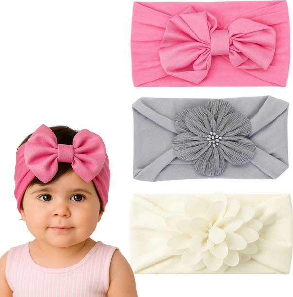 RosaStella Adorable Baby Headbands Set – 3 Soft Bows and Floral Designs for Newborns Head Band
