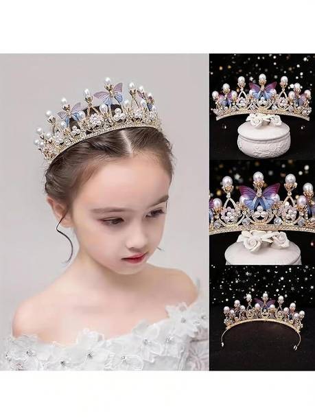 HBSENTEREPRISE Girls Crystal Tiara Crown Women Flower Hair Pin