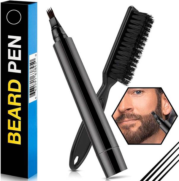 UnV Beard Filling Pen Kit, Barber Styling Beard Colour Filler Pencil with Brush