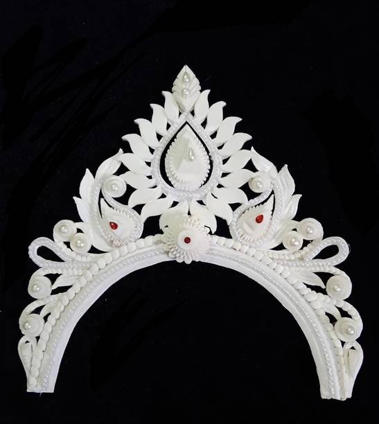BengCraft Bengali Wedding Bridal Shola Crown Front Mukut Topor Sola Biyer Sithi Mutuk Hair Accessory Set