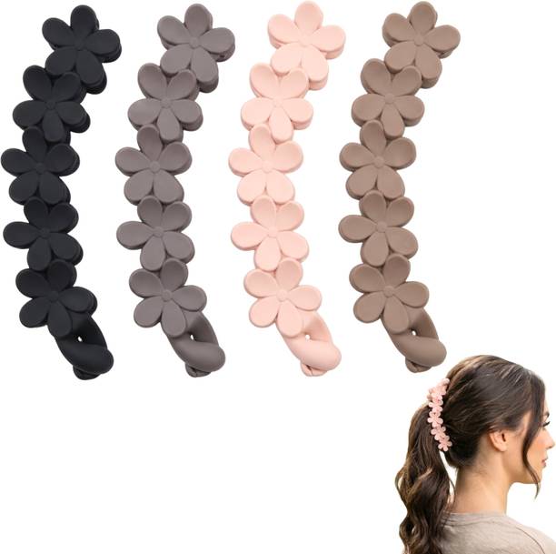 Anna Stella Banana Ponytail Hair Clips for Thick Hair, 4 PCS Matte Finish Banana Clip