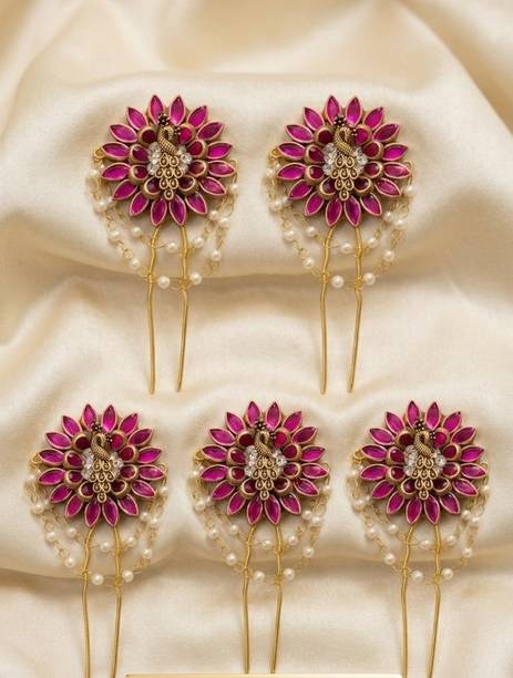 Goldfish Peacock jada pin pink peacock hair hook pins Hair Pin