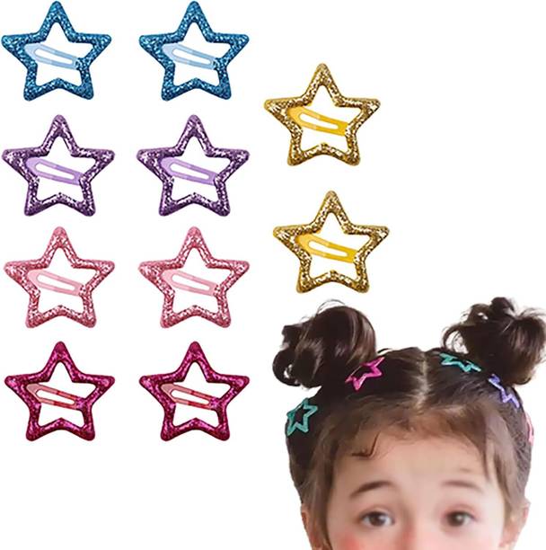 Diversa Mini Glittery Star Shaped Metal Tic Tac Hair Clips for Kids & Girls, Pack of 10 Hair Clip