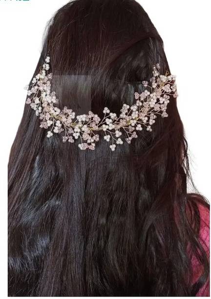 iapex Beaded Tiara Hair Jewellery Vine Chain | Hair Pin Clip Gajra For Women Hair Accessory Set