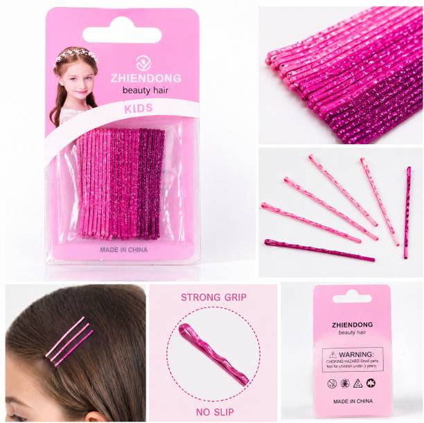 Vinmay Kids Glitter Hair Pins / Bobby Pins Set – Pink) Hair Pin