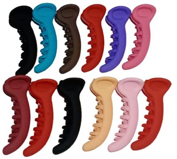 DN Creation Set of 12 Random Color Banana Hair Clutcher Mirchi Hair Clip for Women/Girls Banana Clip
