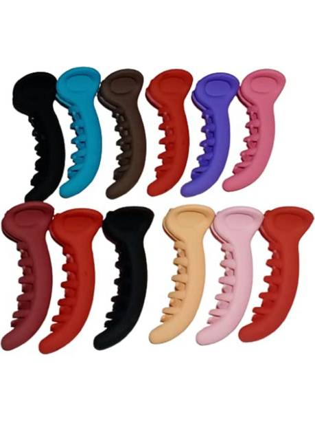DN Creation Set of 12 Random Color Banana Hair Clutcher Mirchi Hair Clip for Women/Girls Banana Clip