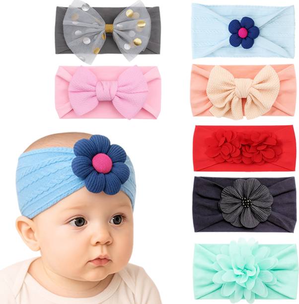 AmazingKarts Soft Baby Girl Hair Bands – Cute Bows, Flowers & Knotted Turban Styles Head Band