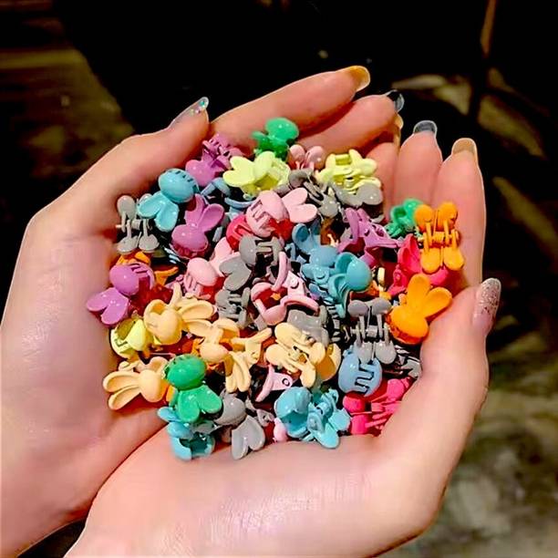 Freebies Super Cute Glossy Bunny Ear Mini & Tiny hair Clips Hair Accessories Pack of 30 Hair Clip