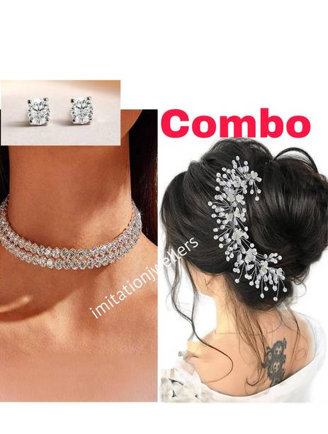 imitation jwellers Combo of tiara and necklace with earrings soim design an hair accessories Head Band