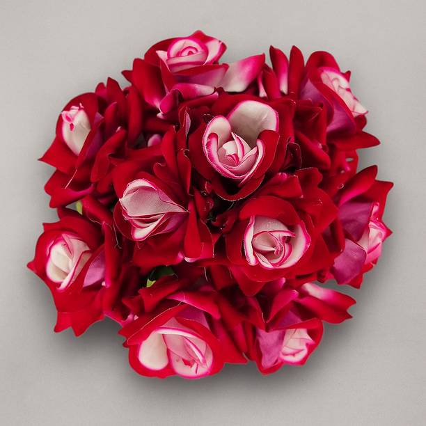 Views Pack Of 1 Beautiful Bridal Bun Juda Maker Flower Gajra Hair (Mixed Red) Hair Accessory Set